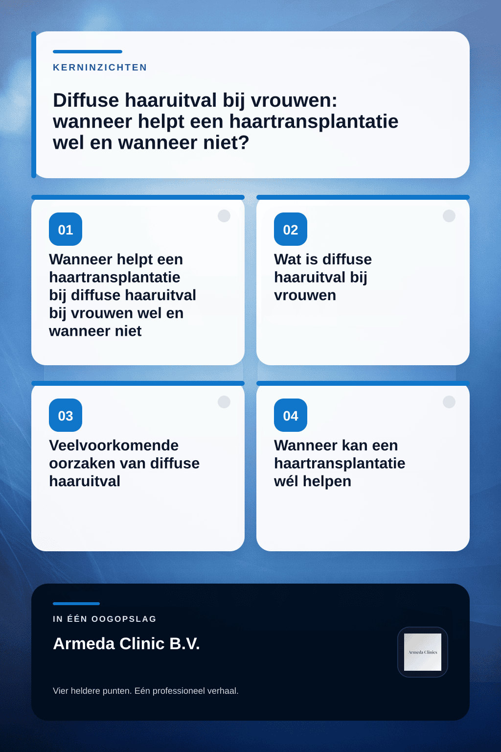 Diffuse haaruitval bij vrouwen: wanneer helpt een haartransplantatie wel en wanneer niet? infographic